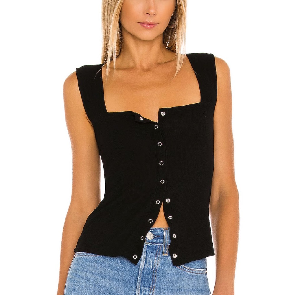 NWT Michael Lauren Black Fitted Sleeveless Tank Top